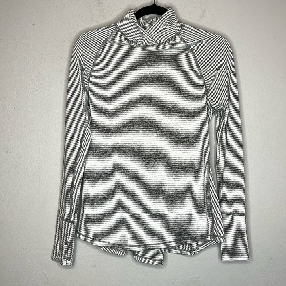 Lululemon | Warm Your Core Striped Long Sleeve Peplum Mock Neck - Picture 2 of 5